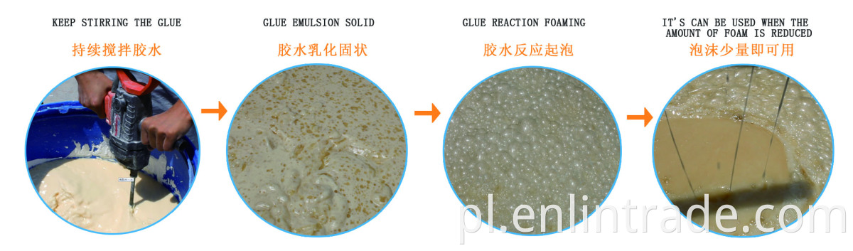 Resin glue reaction process